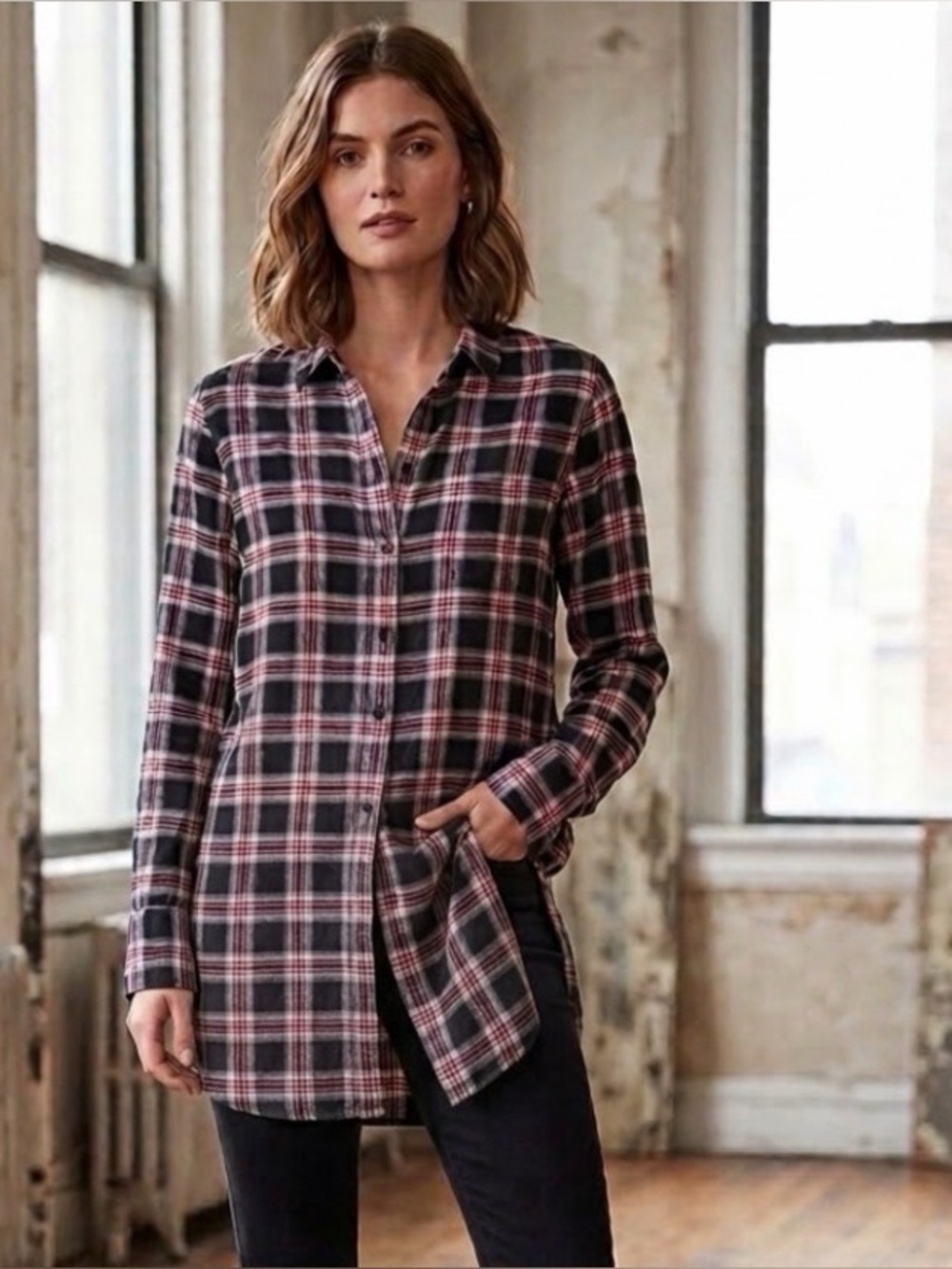 beachlunchlounge Flannel Shirt MSRP $58 PTP 21” NWOT